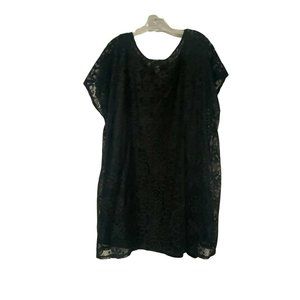 Catherine's Summer Top 2X 22/24W Gorgeous Top Black Lined‎ Overlay